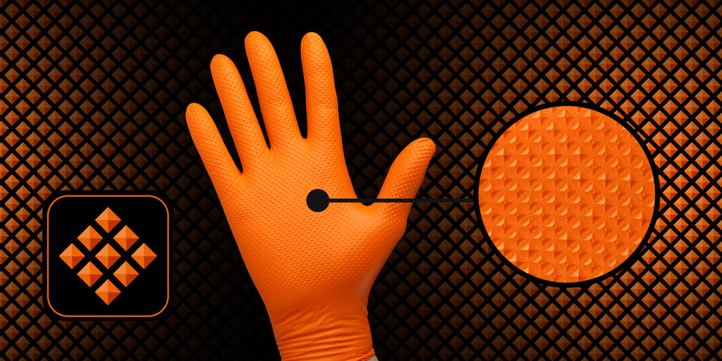Mănuși Velo Strong, Orange, mărimea M, Nitril, textură diamant, protecție mecanici