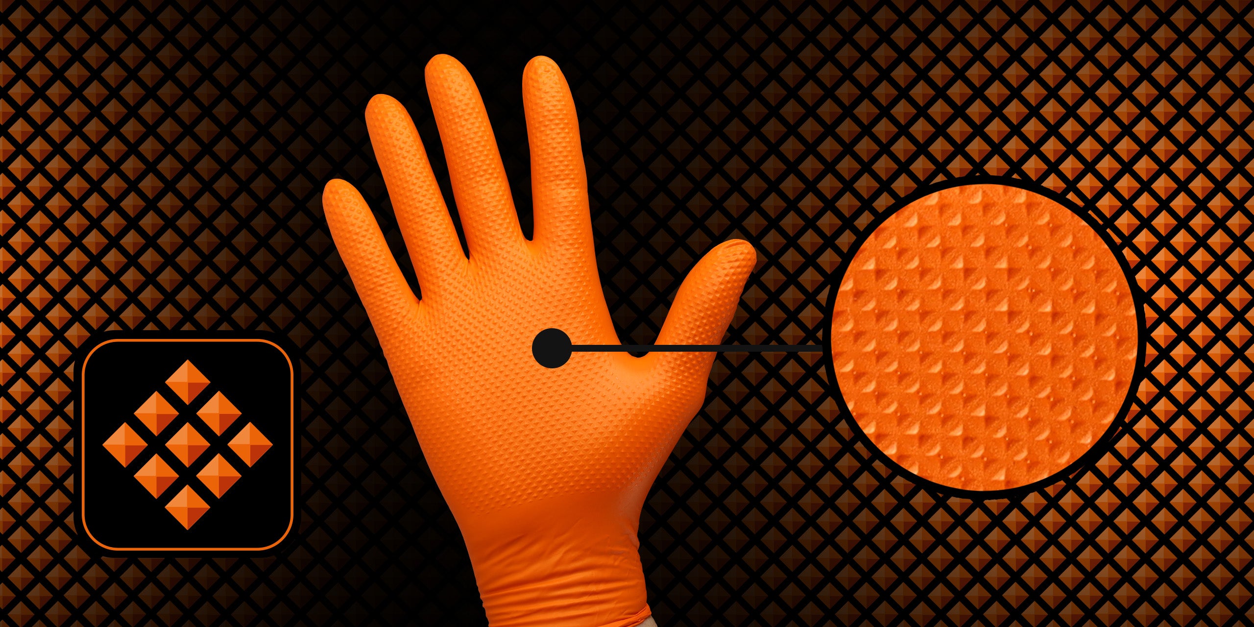 Mănuși Velo Strong, Orange, mărimea L, Nitril, textură diamant, protecție mecanici