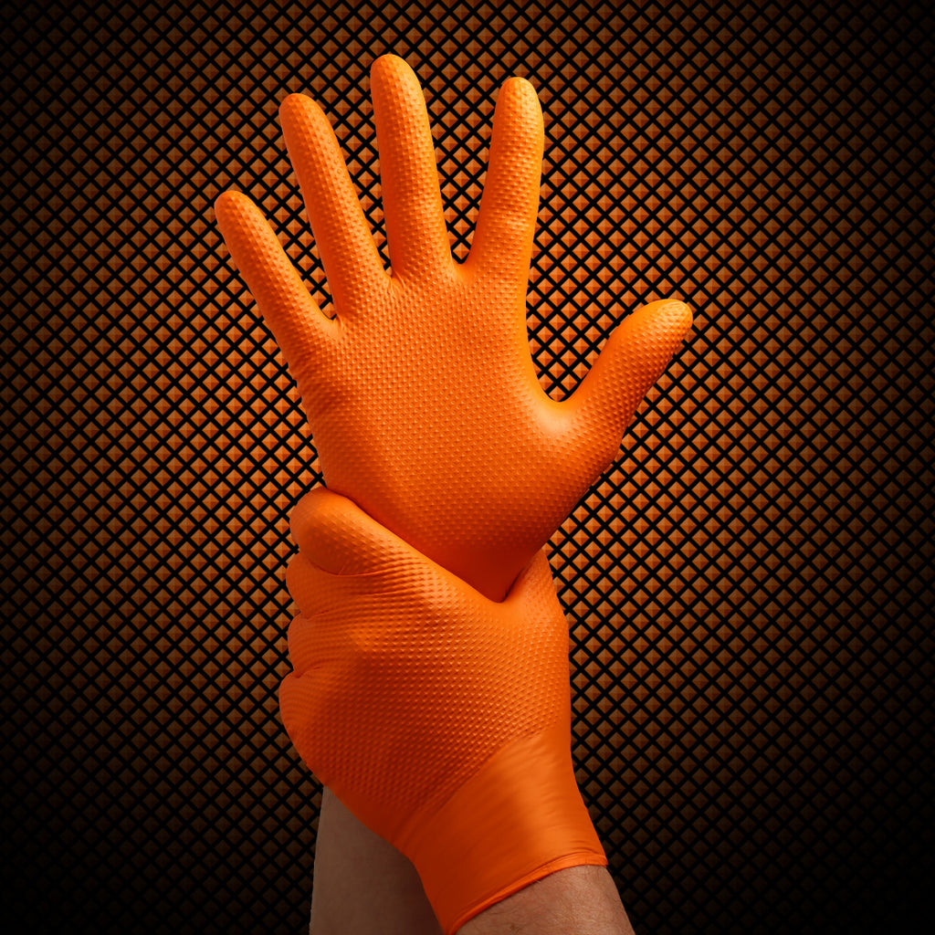 Mănuși Velo Strong, Orange, mărimea M, Nitril, textură diamant, protecție mecanici